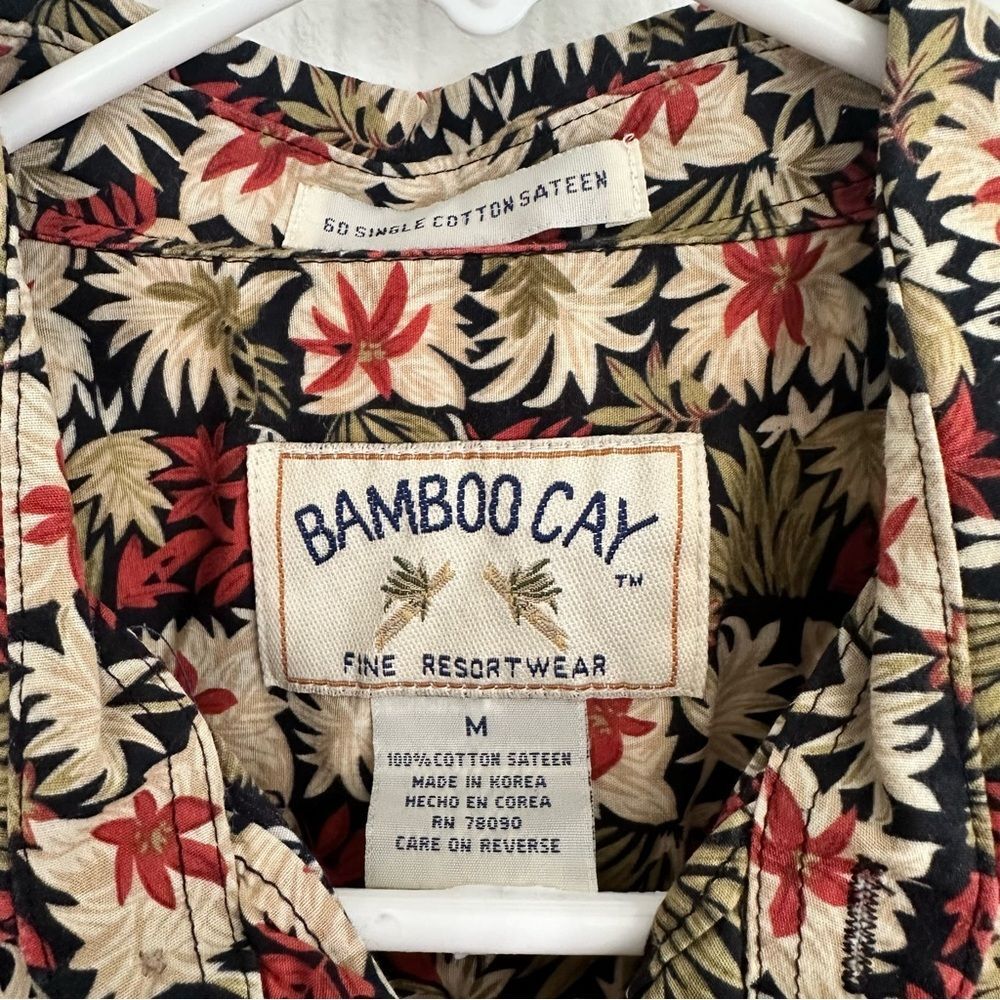 Bamboo Cay Cotton Sateen Men’s M Hawaiian Tropical Short Sleeve Button Shirt